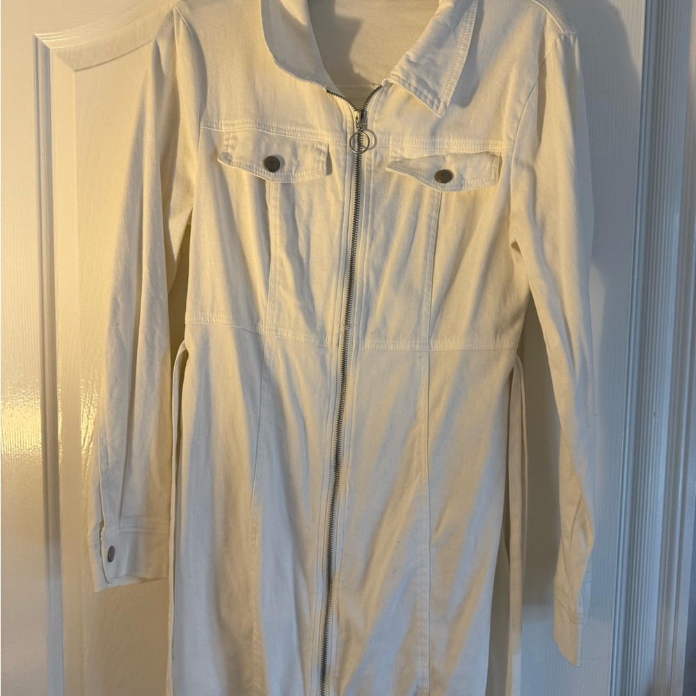 Le Lis Cream Zip-Up Mini Dress